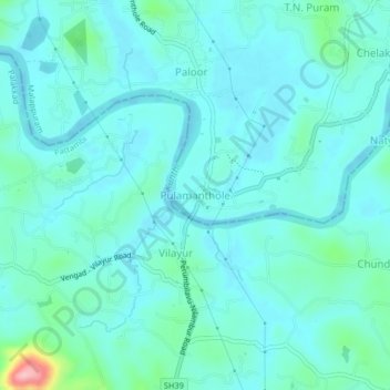 Топографическая карта Pulamanthole, высота, рельеф