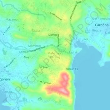Топографическая карта Mahabang Parang, высота, рельеф