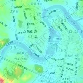Топографическая карта 城门口, высота, рельеф