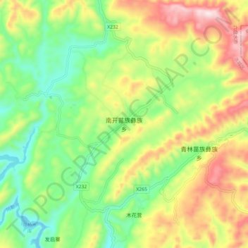 Топографическая карта 南开苗族彝族乡, высота, рельеф
