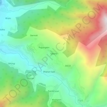 Топографическая карта Gwana, высота, рельеф