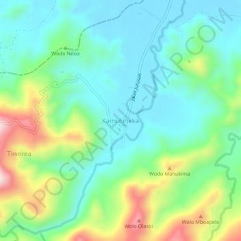 Топографическая карта Kamubheka, высота, рельеф