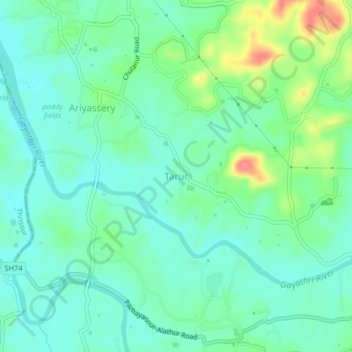 Топографическая карта Tarur, высота, рельеф