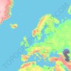Топографическая карта Европа, высота, рельеф