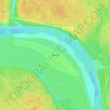 Топографическая карта Еркино, высота, рельеф