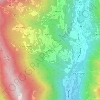 Топографическая карта Mozzio, высота, рельеф
