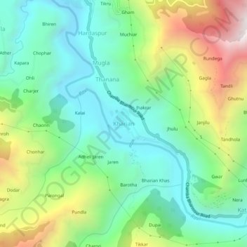 Топографическая карта Kharian, высота, рельеф