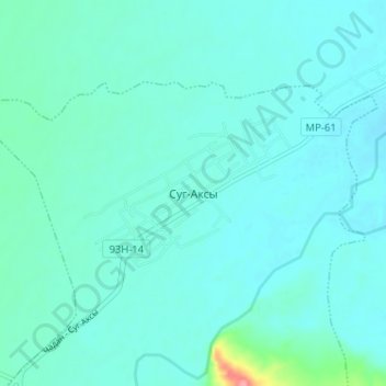Топографическая карта Суг-Аксы, высота, рельеф
