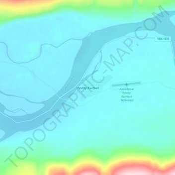 Топографическая карта Чумпу-Кытыл, высота, рельеф