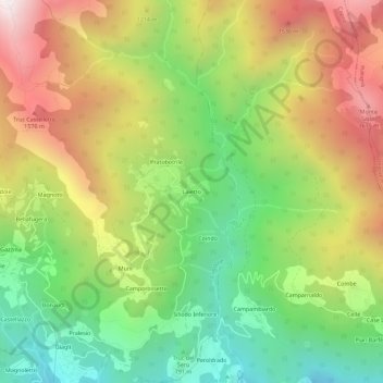 Топографическая карта Laietto, высота, рельеф