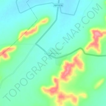 Топографическая карта Osmannagar, высота, рельеф