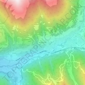 Топографическая карта Villa Dalegno, высота, рельеф