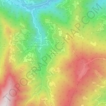 Топографическая карта Chiot Martin, высота, рельеф