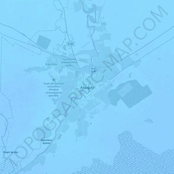 Топографическая карта Атырау, высота, рельеф
