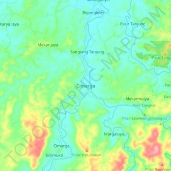 Топографическая карта Cimarga, высота, рельеф