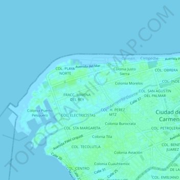 Топографическая карта FRACC. MONTE BELLO, высота, рельеф