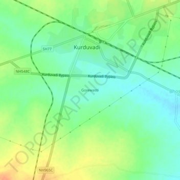 Топографическая карта Gorewasti, высота, рельеф