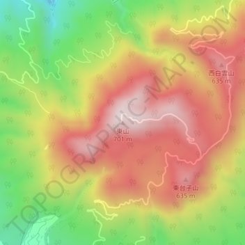 Топографическая карта 東山, высота, рельеф