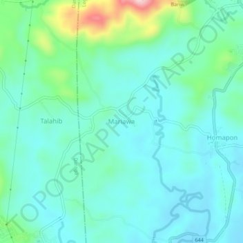 Топографическая карта Mariawa, высота, рельеф