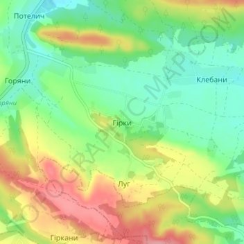 Топографическая карта Горки, высота, рельеф