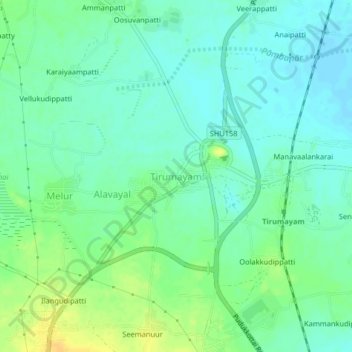 Топографическая карта Tirumayam, высота, рельеф