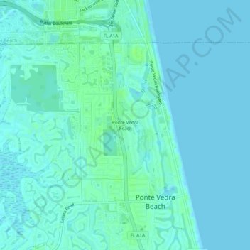 Топографическая карта Ponte Vedra Beach, высота, рельеф