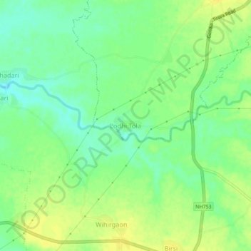 Топографическая карта Lodhi Tola, высота, рельеф