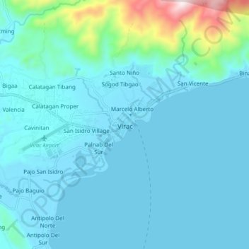 Топографическая карта Virac, высота, рельеф