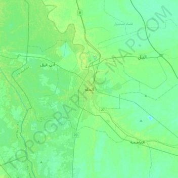 Топографическая карта Al Hillah, высота, рельеф