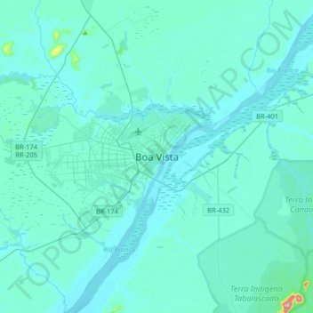 Топографическая карта Boa Vista, высота, рельеф