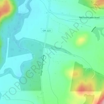 Топографическая карта Kings Valley, высота, рельеф