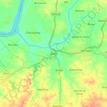 Топографическая карта Garhi, высота, рельеф