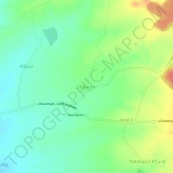Топографическая карта Ebbanur, высота, рельеф