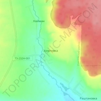 Топографическая карта Холстовка, высота, рельеф