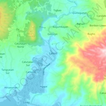 Топографическая карта Loboc, высота, рельеф