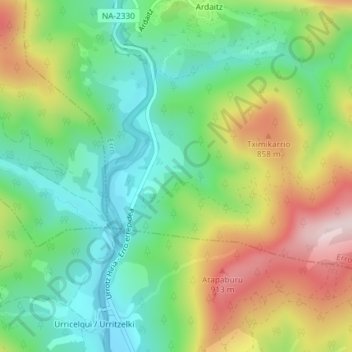 Топографическая карта Orosa, высота, рельеф