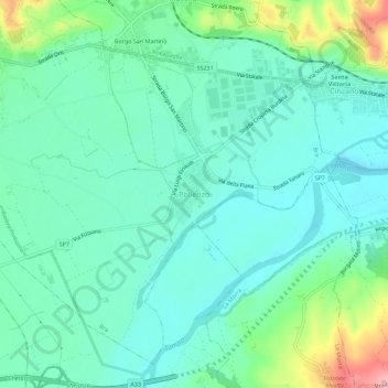 Топографическая карта Pollenzo, высота, рельеф