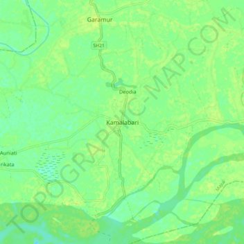 Топографическая карта Kamalabari, высота, рельеф