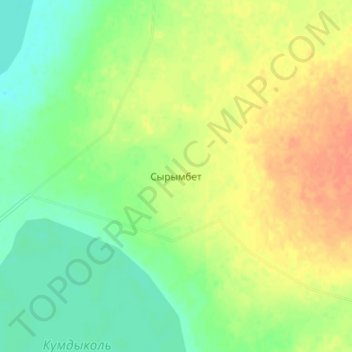 Топографическая карта Сырымбет, высота, рельеф
