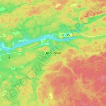 Топографическая карта Bird River, высота, рельеф