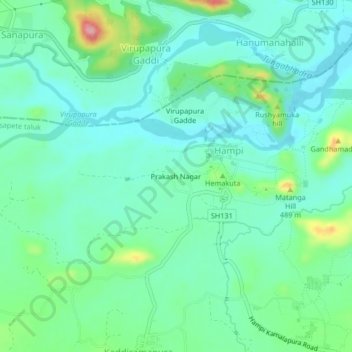 Топографическая карта Prakash Nagar, высота, рельеф