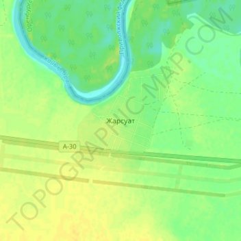 Топографическая карта Жарсуат, высота, рельеф