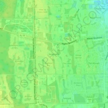 Топографическая карта Kensington, высота, рельеф