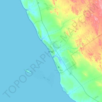 Топографическая карта Al Wajh, высота, рельеф