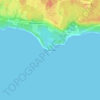 Топографическая карта Мыс Флотский, высота, рельеф