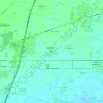 Топографическая карта Gazzolo, высота, рельеф