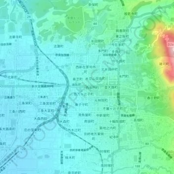 Топографическая карта 高天町, высота, рельеф