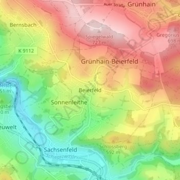 Топографическая карта Beierfeld, высота, рельеф
