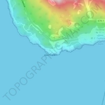 Топографическая карта Сарыч, высота, рельеф