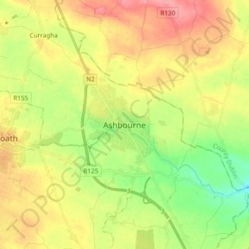 Топографическая карта Ashbourne, высота, рельеф